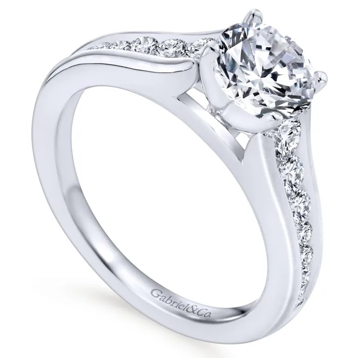 International Diamond Center Gabriel Bridal Collection White Gold Graduating Diamond Accent Diamond Engagement Ring with Cathedral Setting 049 ctw Rings International Diamond Center Gabriel Bridal Collection White Gold Graduating Diamond Accent Diamond Engagement Ring with Cathedral Setting 049 ctw Rings