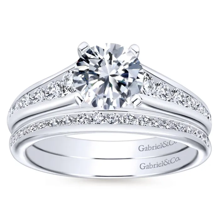 International Diamond Center Gabriel Bridal Collection White Gold Graduating Diamond Accent Diamond Engagement Ring with Cathedral Setting 049 ctw Rings International Diamond Center Gabriel Bridal Collection White Gold Graduating Diamond Accent Diamond Engagement Ring with Cathedral Setting 049 ctw Rings