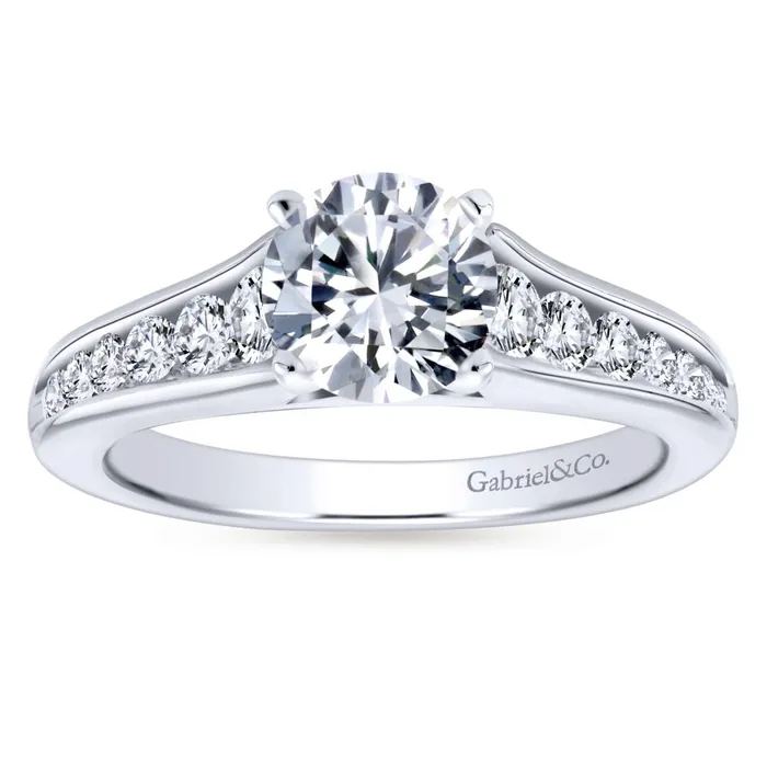 International Diamond Center Gabriel Bridal Collection White Gold Graduating Diamond Accent Diamond Engagement Ring with Cathedral Setting 049 ctw Rings International Diamond Center Gabriel Bridal Collection White Gold Graduating Diamond Accent Diamond Engagement Ring with Cathedral Setting 049 ctw Rings