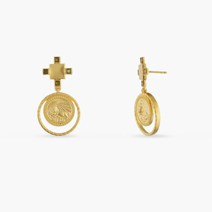 SILVER Earrings Peridot Leo Zodiac Gold Plated Silver Earrings