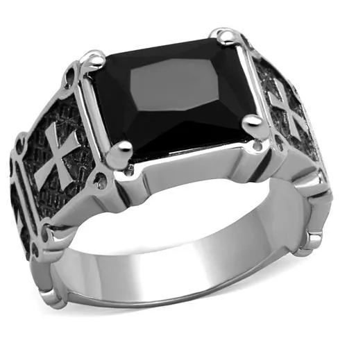 Alamode Rings TK2055 High polished no plating Stainless Steel Ring with Synthetic Synthetic Glass in Jet Alamode Rings TK2055 High polished no plating Stainless Steel Ring with Synthetic Synthetic Glass in Jet