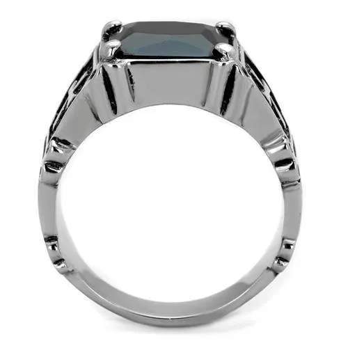 Alamode Rings TK2055 High polished no plating Stainless Steel Ring with Synthetic Synthetic Glass in Jet