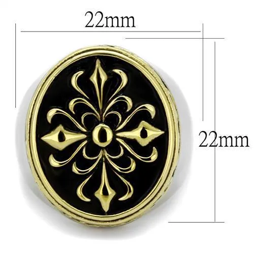 Alamode Rings TK2241 TwoTone IP Gold Ion Plating Stainless Steel Ring with Epoxy in Jet