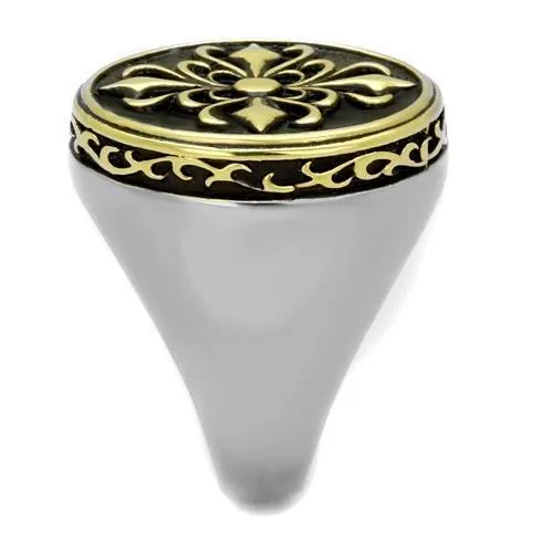 Alamode Rings TK2241 TwoTone IP Gold Ion Plating Stainless Steel Ring with Epoxy in Jet