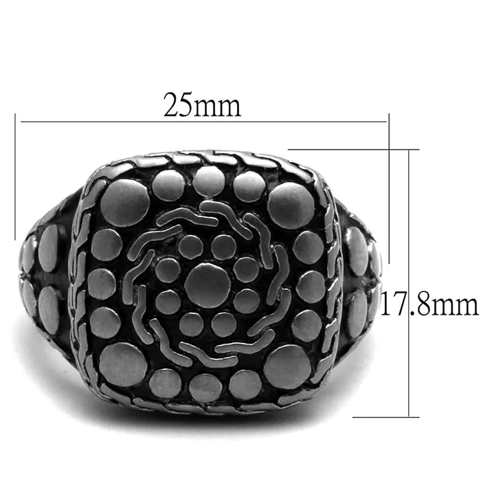 Alamode Rings TK2420 Antique Silver Stainless Steel Ring with Epoxy in Jet