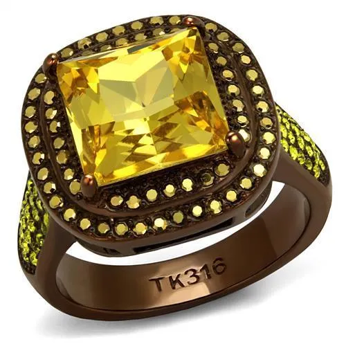 Alamode Rings TK2677 IP Coffee light Stainless Steel Ring with AAA Grade CZ in Topaz Alamode Rings TK2677 IP Coffee light Stainless Steel Ring with AAA Grade CZ in Topaz