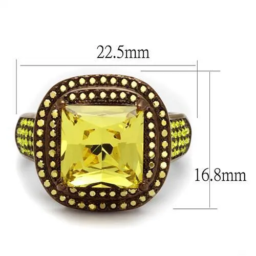 Alamode Rings TK2677 IP Coffee light Stainless Steel Ring with AAA Grade CZ in Topaz