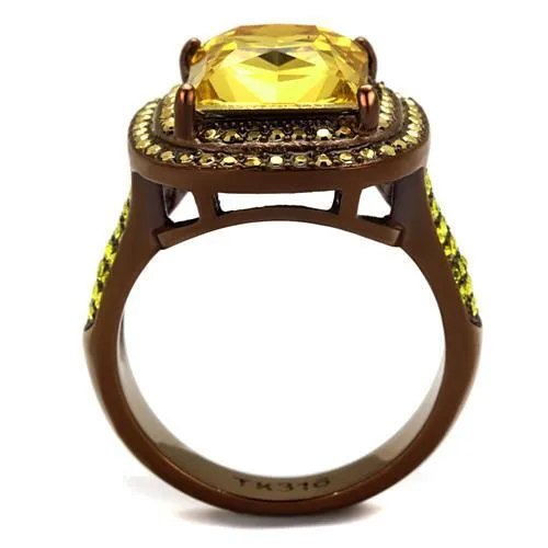Alamode Rings TK2677 IP Coffee light Stainless Steel Ring with AAA Grade CZ in Topaz