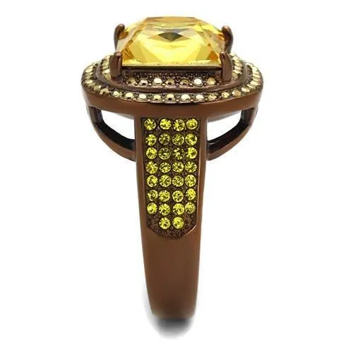 Alamode Rings TK2677 IP Coffee light Stainless Steel Ring with AAA Grade CZ in Topaz
