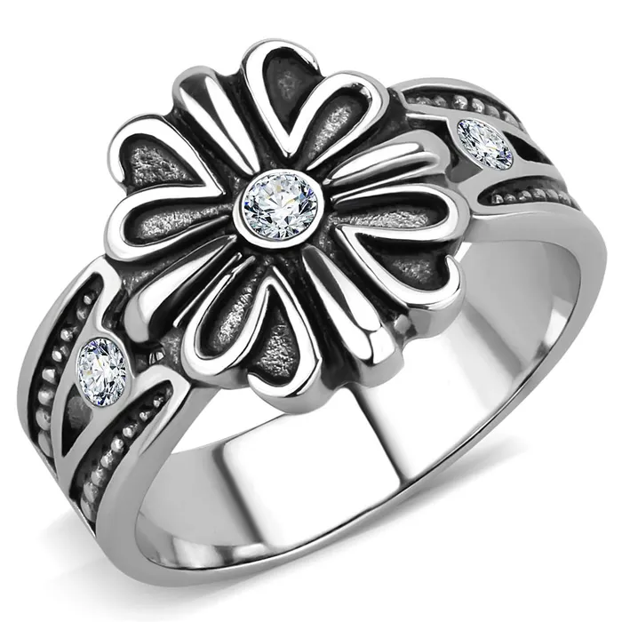 Alamode Rings TK3462 High polished no plating Stainless Steel Ring with Top Grade Crystal in Clear Alamode Rings TK3462 High polished no plating Stainless Steel Ring with Top Grade Crystal in Clear
