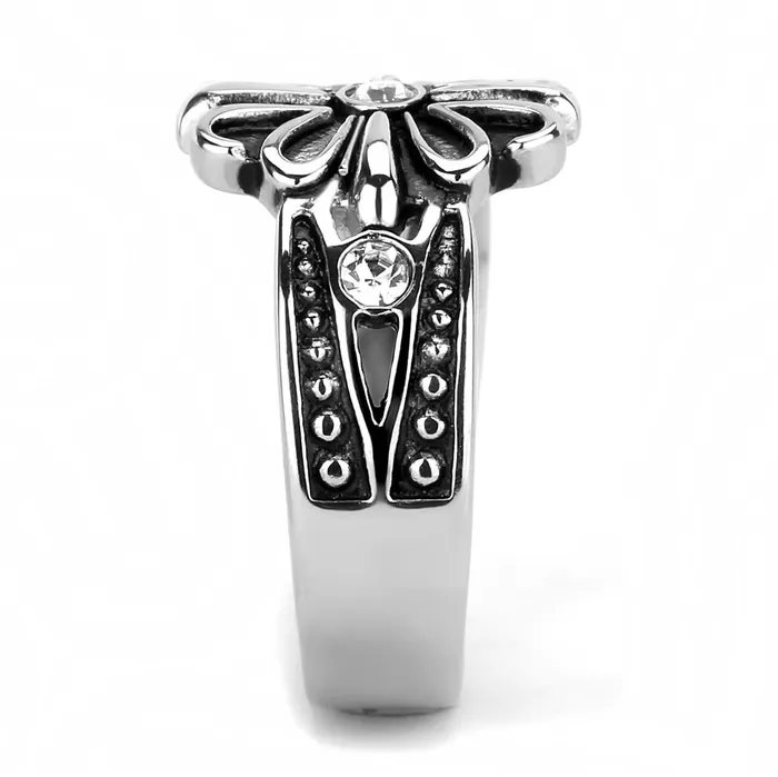 Alamode Rings TK3462 High polished no plating Stainless Steel Ring with Top Grade Crystal in Clear