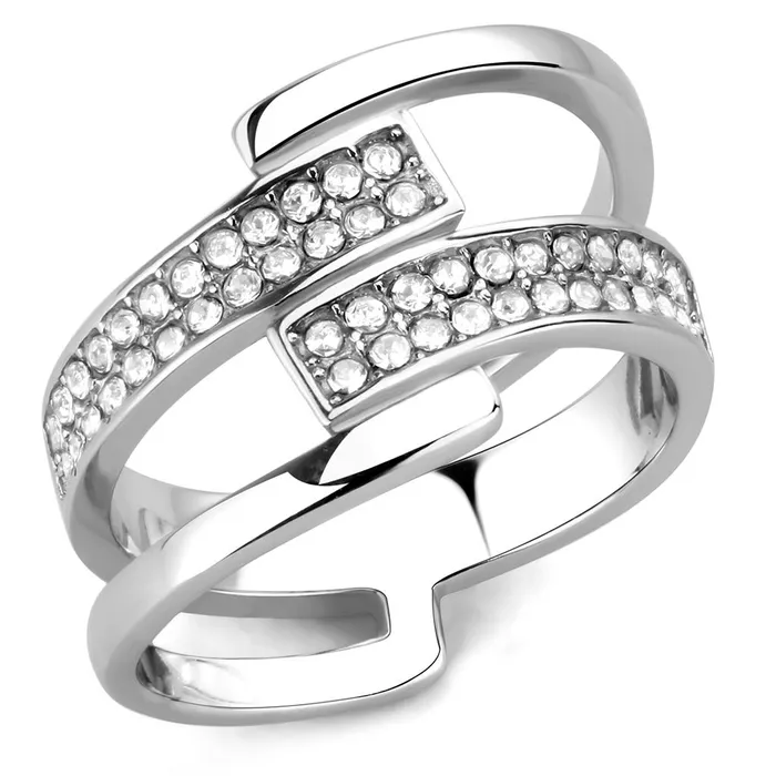Alamode Rings TK3702 High polished no plating Stainless Steel Ring with Top Grade Crystal in Clear Alamode Rings TK3702 High polished no plating Stainless Steel Ring with Top Grade Crystal in Clear