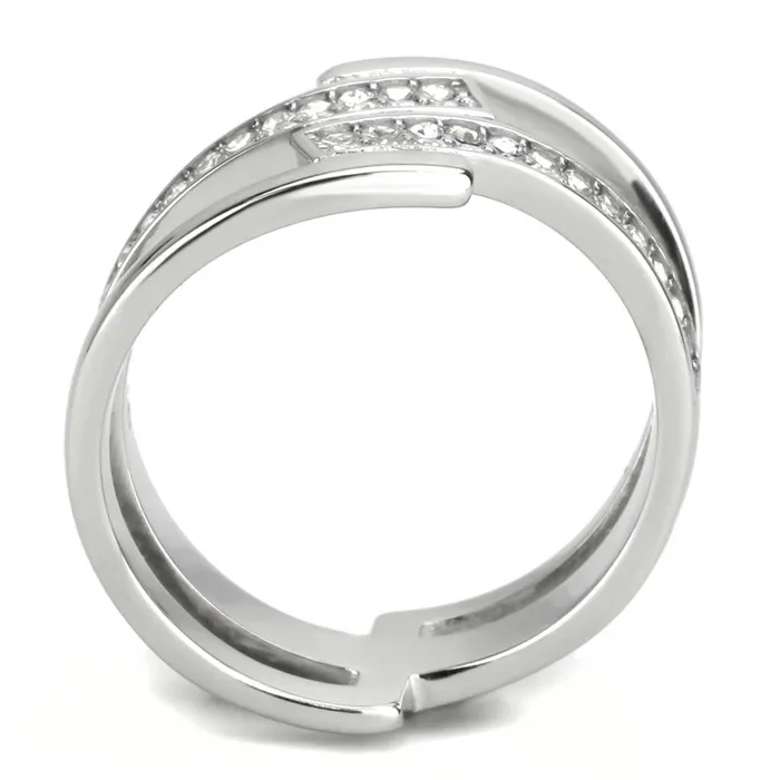 Alamode Rings TK3702 High polished no plating Stainless Steel Ring with Top Grade Crystal in Clear