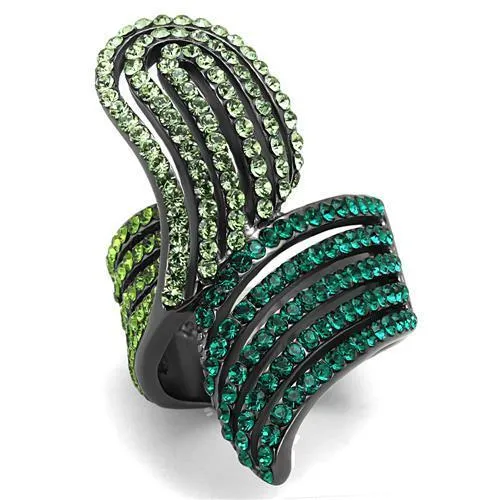 Alamode Rings TK691LJ IP Light Black IP Gun Stainless Steel Ring with Top Grade Crystal in Multi Color Alamode Rings TK691LJ IP Light Black IP Gun Stainless Steel Ring with Top Grade Crystal in Multi Color
