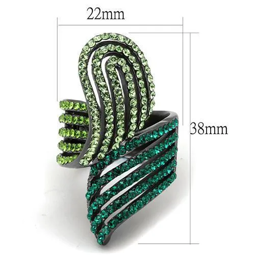 Alamode Rings TK691LJ IP Light Black IP Gun Stainless Steel Ring with Top Grade Crystal in Multi Color