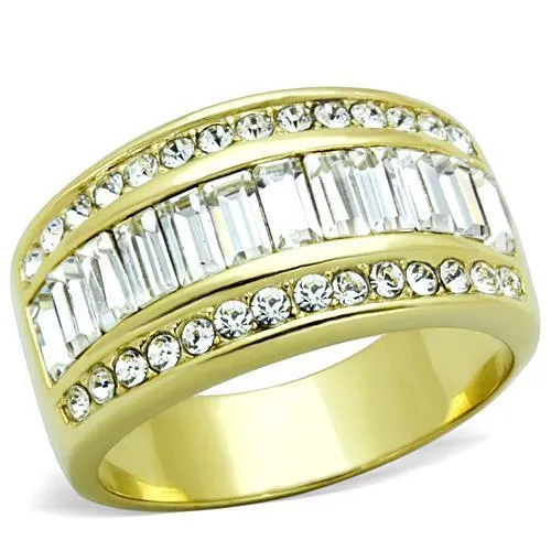 Alamode TK1561 IP GoldIon Plating Stainless Steel Ring with Top Grade Crystal in Clear Rings Alamode TK1561 IP GoldIon Plating Stainless Steel Ring with Top Grade Crystal in Clear Rings