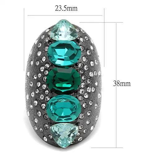 Alamode TK2698 IP Light Black IP Gun Stainless Steel Ring with Top Grade Crystal in Multi Color Rings