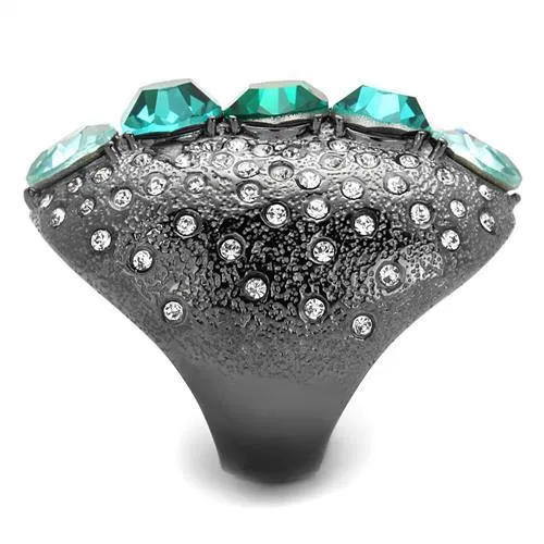 Alamode TK2698 IP Light Black IP Gun Stainless Steel Ring with Top Grade Crystal in Multi Color Rings