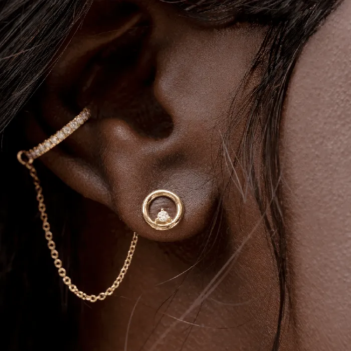 Earrings Marrow Fine White Diamond Orbit Hoop Studs Earrings Marrow Fine White Diamond Orbit Hoop Studs
