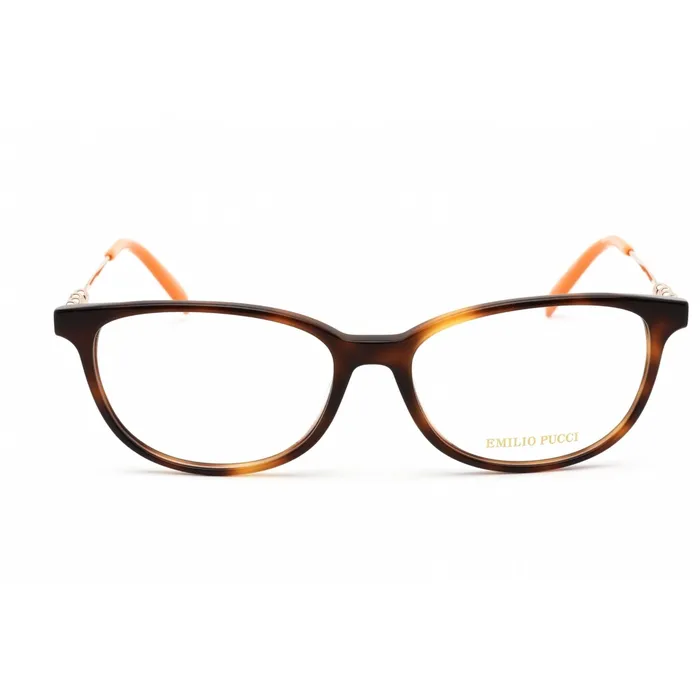 Emilio Pucci PreStyled Sets Emilio Pucci Womens Eyeglasses Dark HavanaGold Oval Plastic Frame EP5137 052