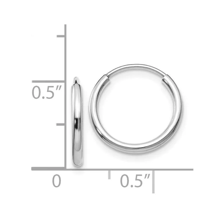 Jewelry Earrings 14k White Gold 15mm Polished Endless Hoop Earrings Jewelry Earrings 14k White Gold 15mm Polished Endless Hoop Earrings
