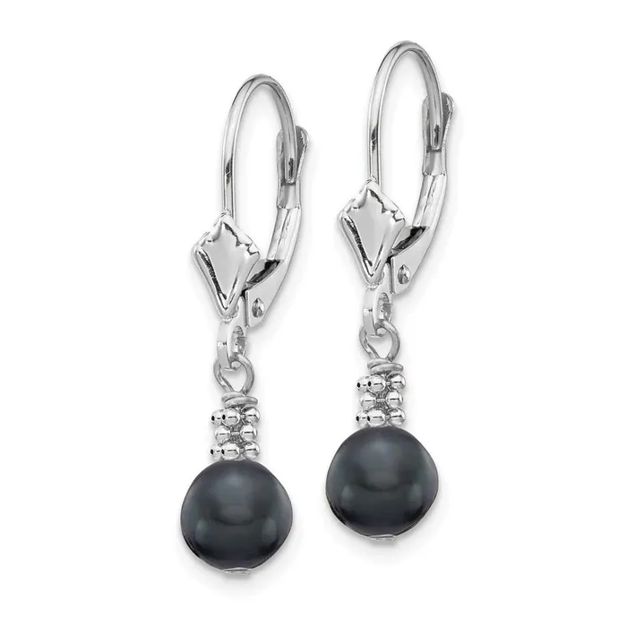 Jewelry Earrings 14K White Gold 56mm Black Semiround FWC Pearl Leverback Earrings Jewelry Earrings 14K White Gold 56mm Black Semiround FWC Pearl Leverback Earrings
