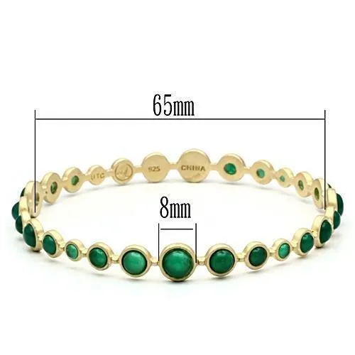 LOS550 Matte Gold 925 Sterling Silver Bangle with SemiPrecious Onyx in Emerald Alamode Rings