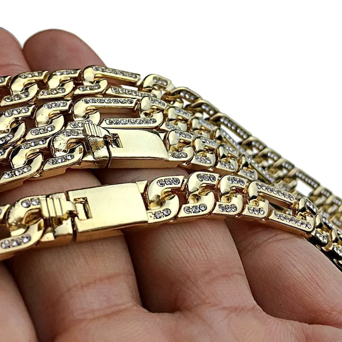 PreStyled Sets 14K Gold Plated Chain Figaro Links Fully Iced 1624 Bling Cartel Admin