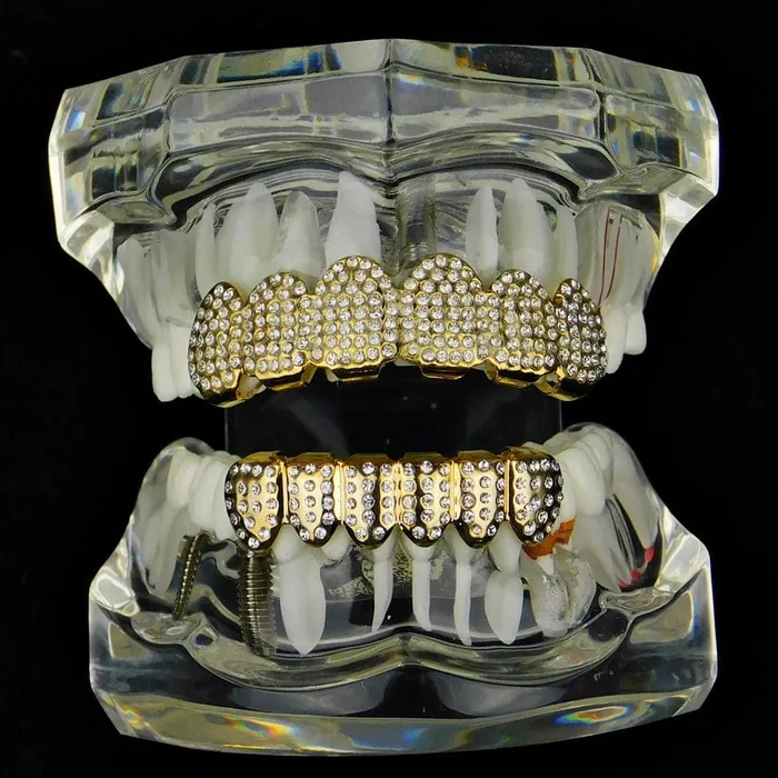 PreStyled Sets Bling Cartel Admin 14K Gold Plated Micro Pave Iced Teeth Grillz Set