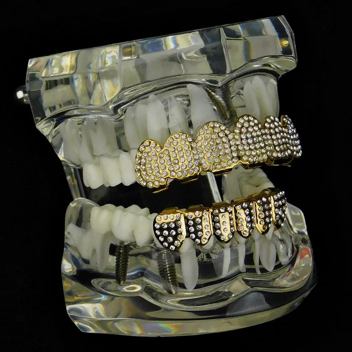 PreStyled Sets Bling Cartel Admin 14K Gold Plated Micro Pave Iced Teeth Grillz Set