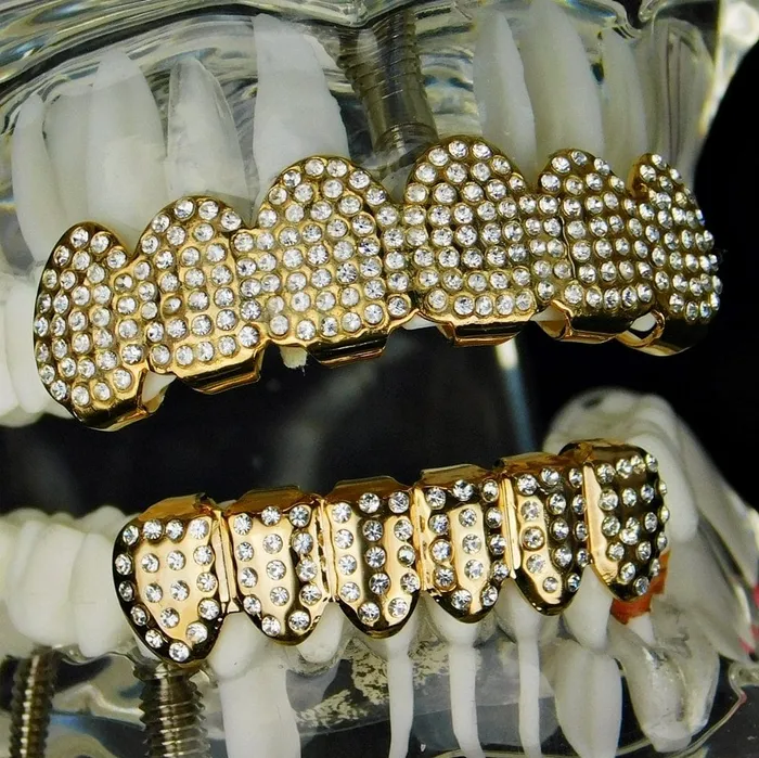 PreStyled Sets Bling Cartel Admin 14K Gold Plated Micro Pave Iced Teeth Grillz Set