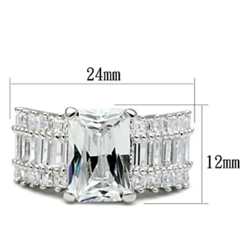 Rings Alamode SS023 Silver 925 Sterling Silver Ring with AAA Grade CZ in Clear