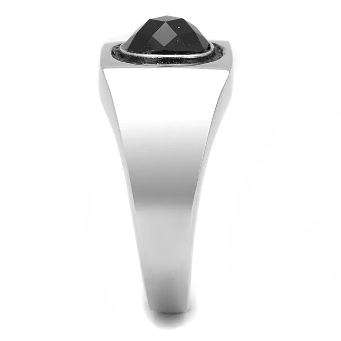 Rings Alamode TK3283 High polished no plating Stainless Steel Ring with Synthetic Synthetic Glass in Jet