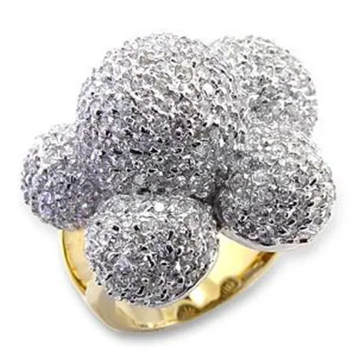 Rings LOA573 GoldRhodium Brass Ring with AAA Grade CZ in Clear Alamode