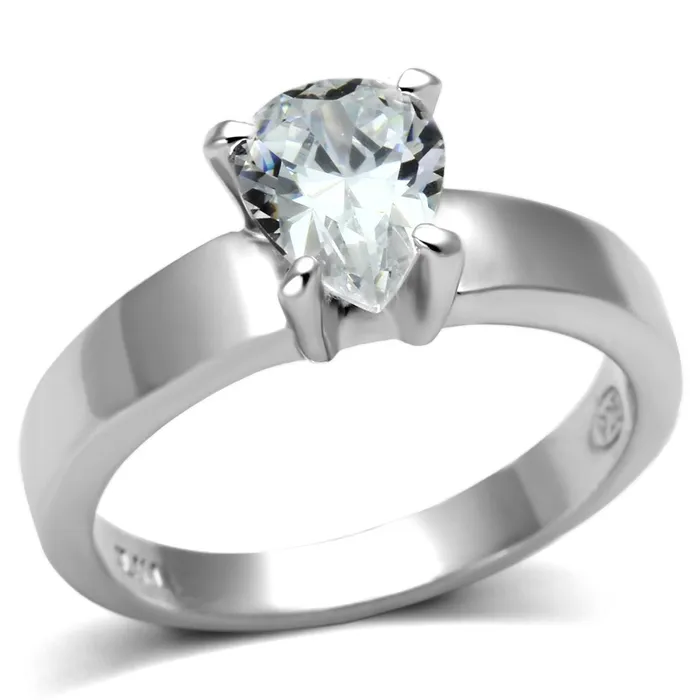 Rings LOS584 Rhodium 925 Sterling Silver Ring with AAA Grade CZ in Clear Alamode Rings LOS584 Rhodium 925 Sterling Silver Ring with AAA Grade CZ in Clear Alamode