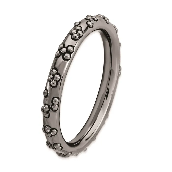 Rings Stackable Expressions Sterling Silver Stackable Expressions Blackplated Textured Ring QSK1616 Rings Stackable Expressions Sterling Silver Stackable Expressions Blackplated Textured Ring QSK1616