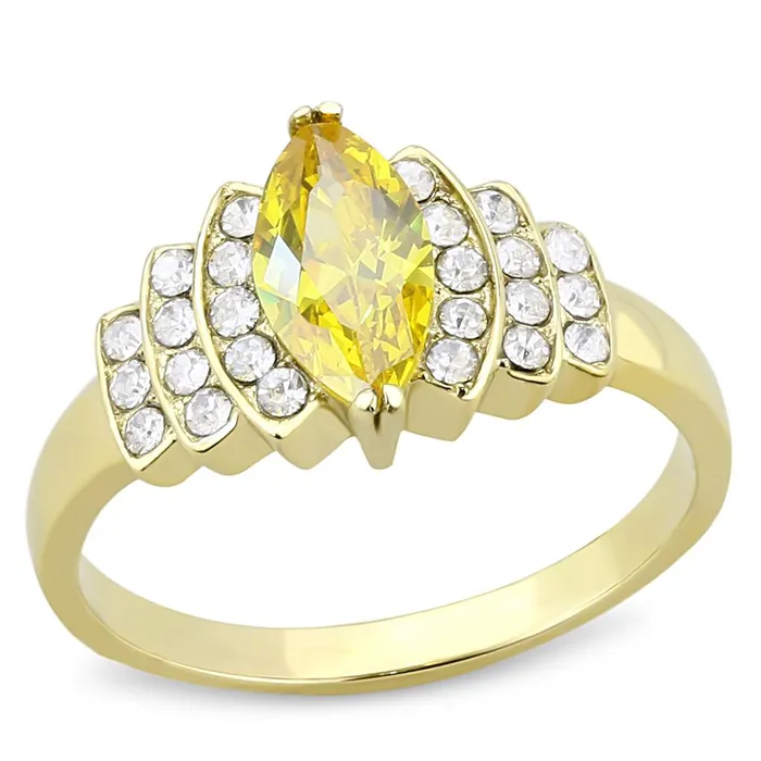 Rings TK3239 IP GoldIon Plating Stainless Steel Ring with AAA Grade CZ in Topaz Alamode Rings TK3239 IP GoldIon Plating Stainless Steel Ring with AAA Grade CZ in Topaz Alamode