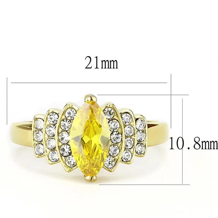 Rings TK3239 IP GoldIon Plating Stainless Steel Ring with AAA Grade CZ in Topaz Alamode