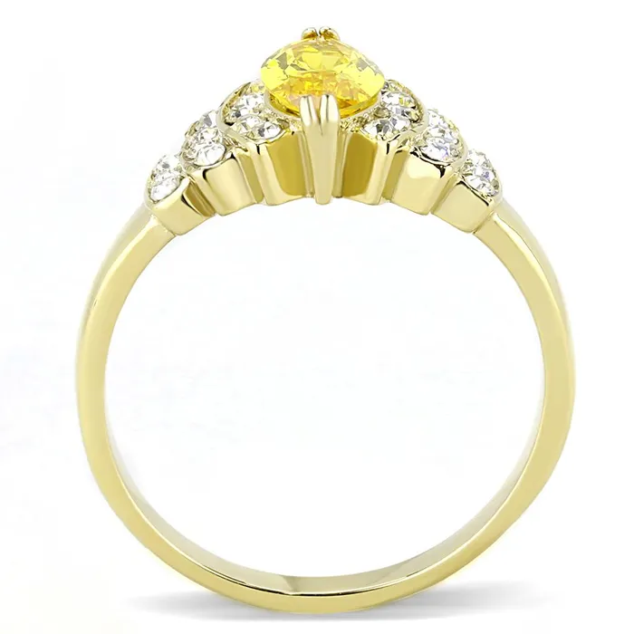 Rings TK3239 IP GoldIon Plating Stainless Steel Ring with AAA Grade CZ in Topaz Alamode