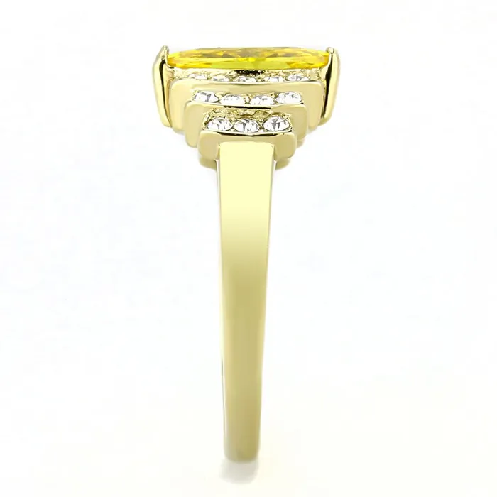 Rings TK3239 IP GoldIon Plating Stainless Steel Ring with AAA Grade CZ in Topaz Alamode