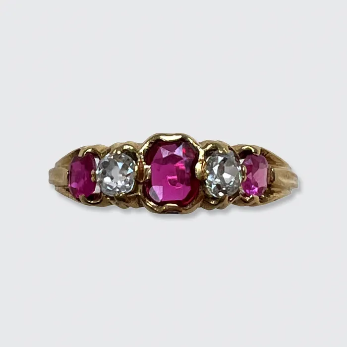 Ruby Diamond FiveStone Ring 21stfinds Rings