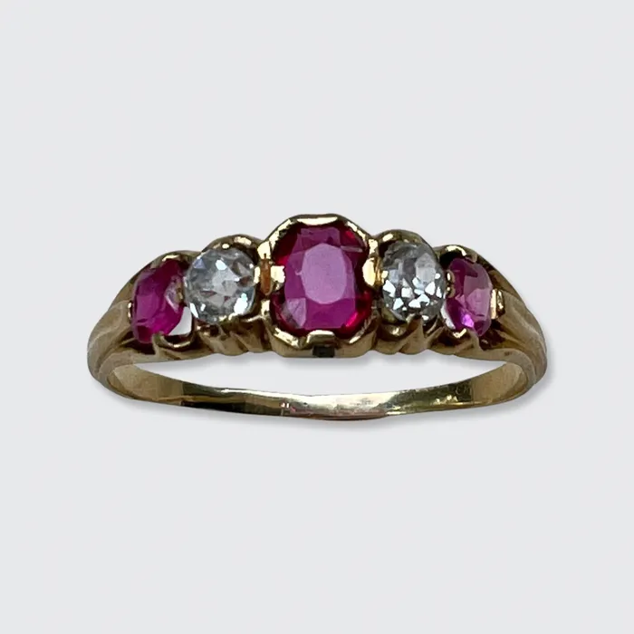 Ruby Diamond FiveStone Ring 21stfinds Rings