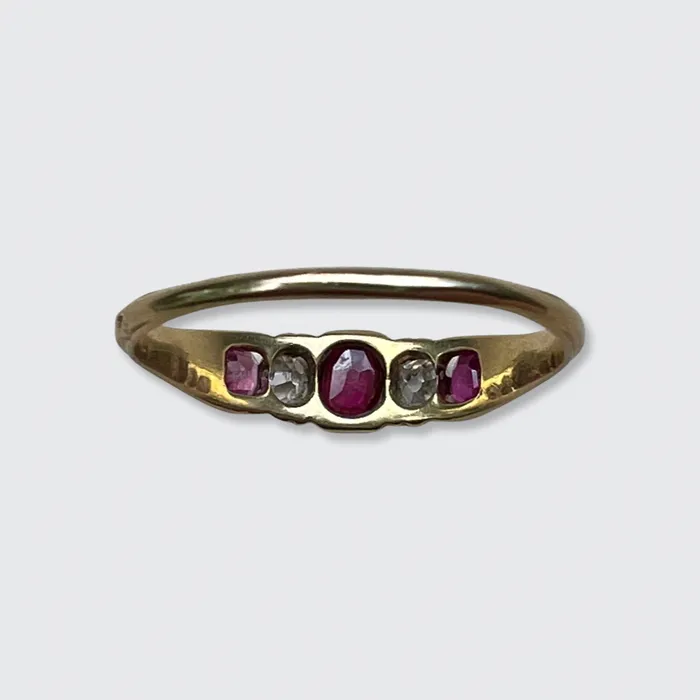 Ruby Diamond FiveStone Ring 21stfinds Rings