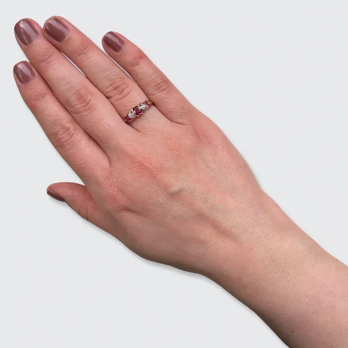 Ruby Diamond FiveStone Ring 21stfinds Rings