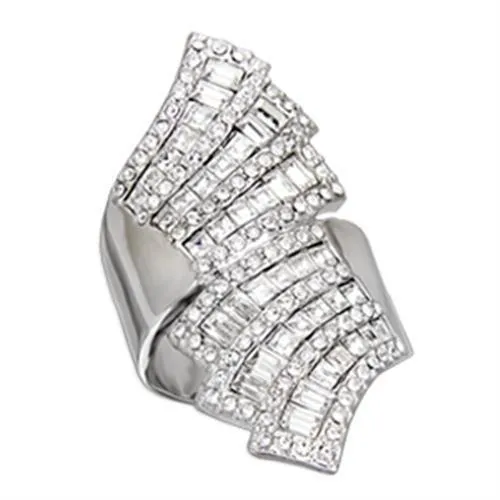 S54918 Rhodium 925 Sterling Silver Ring with Top Grade Crystal in Clear Alamode Rings S54918 Rhodium 925 Sterling Silver Ring with Top Grade Crystal in Clear Alamode Rings