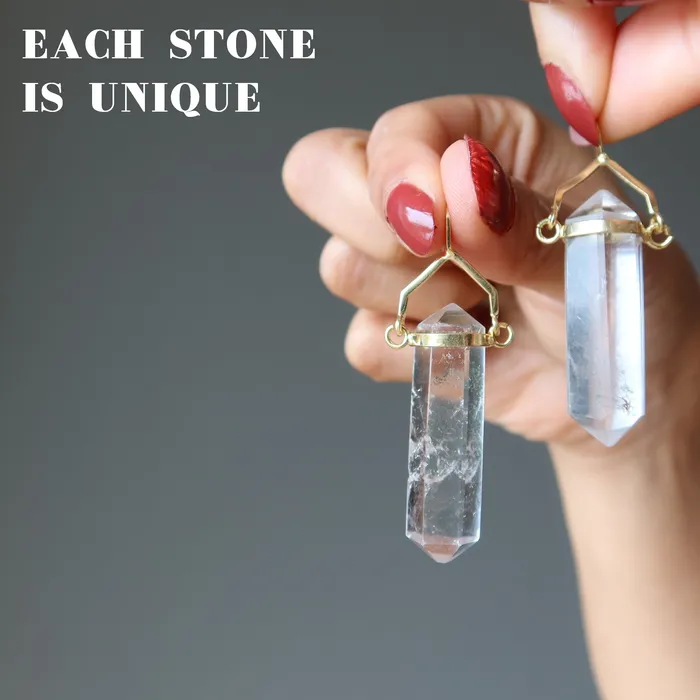 Satin Crystals PreStyled Sets Clear Quartz Pendant Double Terminated Gold