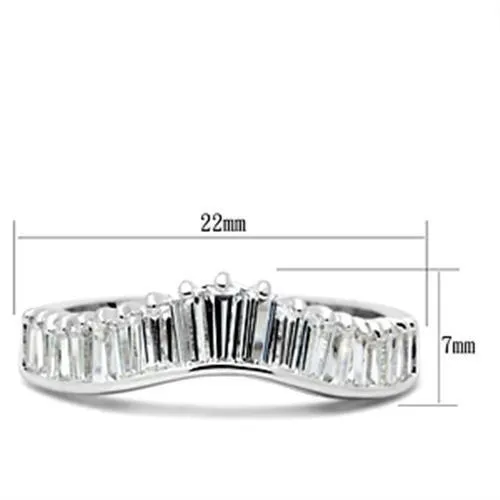 SS044 Silver 925 Sterling Silver Ring with AAA Grade CZ in Clear Alamode Rings