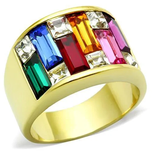 TK1397 IP GoldIon Plating Stainless Steel Ring with Top Grade Crystal in Multi Color Alamode Rings TK1397 IP GoldIon Plating Stainless Steel Ring with Top Grade Crystal in Multi Color Alamode Rings