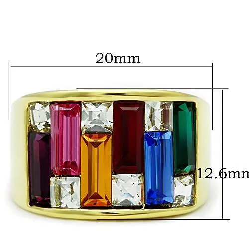 TK1397 IP GoldIon Plating Stainless Steel Ring with Top Grade Crystal in Multi Color Alamode Rings