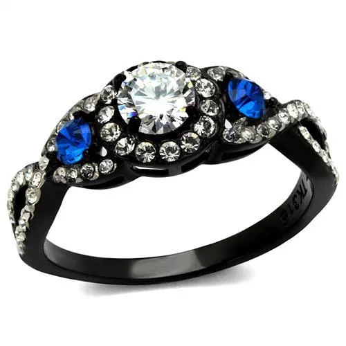 TK2286 TwoTone IP Black Ion Plating Stainless Steel Ring with AAA Grade CZ in Clear Alamode Rings TK2286 TwoTone IP Black Ion Plating Stainless Steel Ring with AAA Grade CZ in Clear Alamode Rings